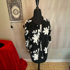 Large Cotton Embroidered Floral Top